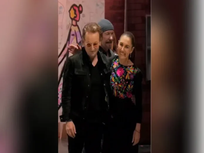 Sheinbaum recibe a Bono y jóvenes futbolistas de Street Child World Cup previo al Mundial 2026