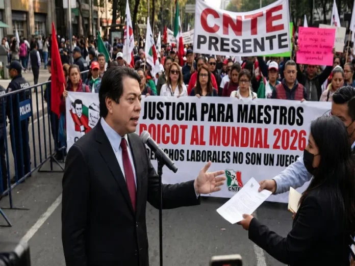 Maestros de la CNTE durante una protesta por un paro nacional CNTE