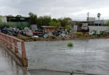 Aumenta nivel del Río Bravo tras lluvias recientes en Nuevo Laredo Río Bravo con mayor caudal y corriente más fuerte en Nuevo Laredo