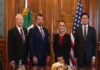 Sheinbaum reafirma colaboración bilateral en reunión con secretario de Seguridad de EU, Markwayne Mullin Claudia Sheinbaum y Markwayne Mullin en reunión de seguridad bilateral