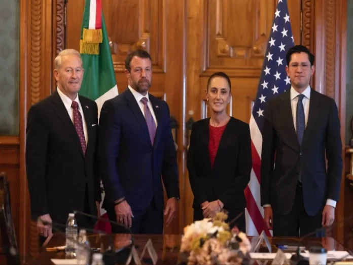 Reunión de seguridad bilateral entre México y Estados Unidos Claudia Sheinbaum y Markwayne Mullin en reunión de seguridad bilateral