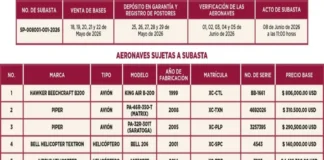 Veracruz subastará 9 aeronaves oficiales; emiten convocatoria Subasta de aeronaves oficiales en Veracruz con 9 unidades en subasta aeronaves
