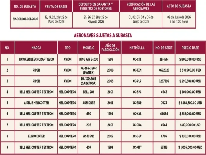 Subasta de aeronaves oficiales en Veracruz Subasta de aeronaves oficiales en Veracruz con 9 unidades en subasta aeronaves