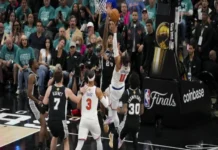 Knicks vienen de atrás y derrotan de visita a Spurs para ganar el primer juego de Las Finales de la NBA Jalen Brunson anota en el partido de Finales de la NBA entre Knicks y Spurs