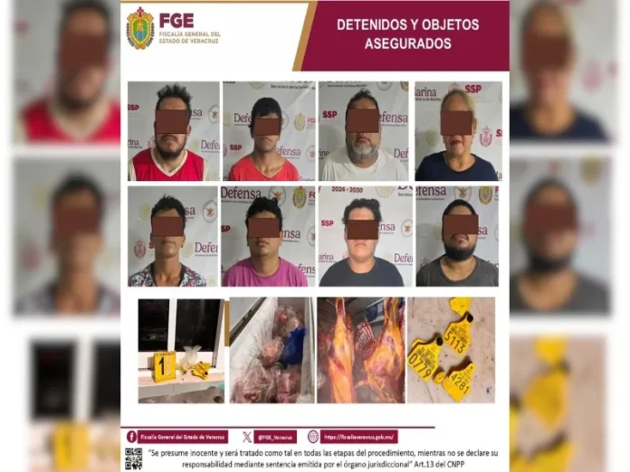 Detenidos por abigeato en Veracruz Ocho personas detenidas por abigeato en Veracruz durante un cateo