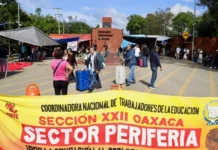 Sección 22 del CNTE se moviliza hoy y mañana en el marco de la gira de Sheinbaum en Oaxaca Movilización de la CNTE Oaxaca durante la gira de Sheinbaum