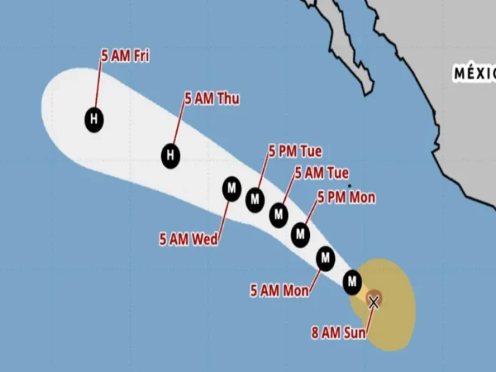 Imagen satelital del huracán Genevieve en el Pacífico Huracán Genevieve en el Pacífico mexicano con vientos fuertes