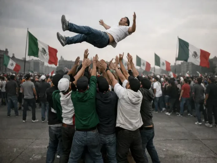 Imágenes de personas lanzadas en el aire durante festejos en México Persona lanzada en el aire durante un festejo en México quiere volar