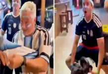 Aficionados argentinos que celebraban el triunfo ante Inglaterra se burlan de un brasileño, quien denuncia insultos racistas Aficionados argentinos se burlan de un brasileño con racismo en Brasil