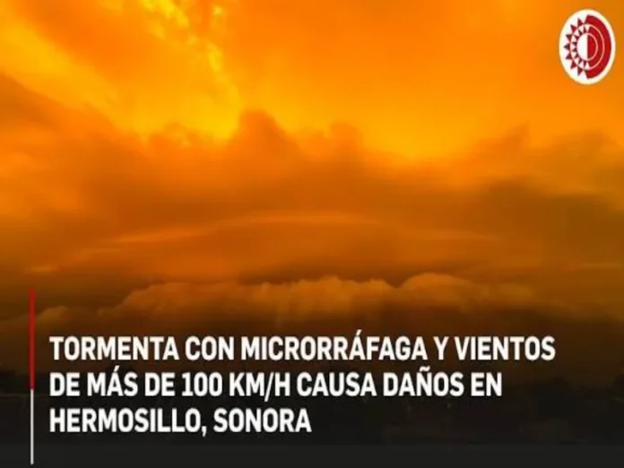 Imagen de la tormenta extrema en Sonora con vientos fuertes y daños materiales