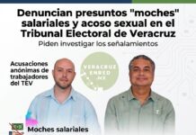 Denuncian presuntos “moches” salariales y acoso sexual en el Tribunal Electoral de Veracruz De acuerdo con las acusaciones, el magistrado presidente del TEV, Gilberto Concepción Salazar Ceballos, presuntamente ejercería presión sobre trabajadoras para que acepten propuestas de carácter sexual, bajo la amenaza de perder su empleo o ser objeto de campañas de desprestigio.