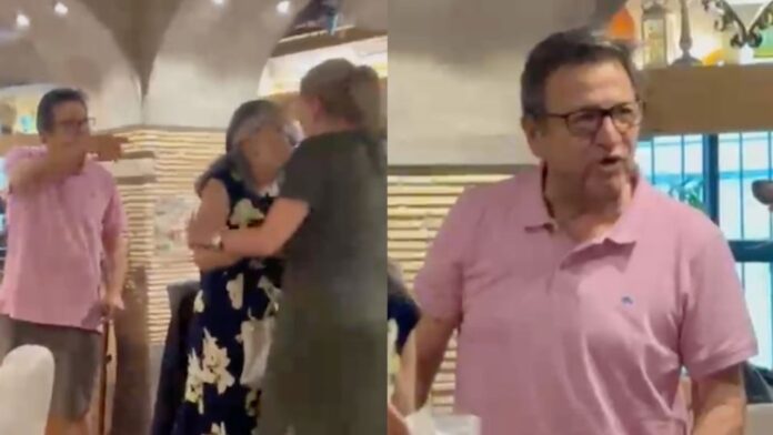 Veracruz-ArturoLoObrador Con gritos al unísono de "fuera Morena" y "gracias por tener al país en la ruina", un grupo de comensales increpó esta tarde a Arturo López Obrador, a su esposa y suegra en un restaurante de Coatepec, Veracruz.