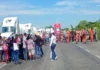 ¡Ya basta de abusos de la policía! Imagen del bloqueo por abuso policial Veracruz en la autopista