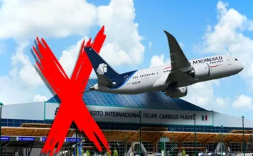 Aeroméxico «hace las maletas» y abandona aeropuerto de Tulum por baja demanda Imagen del cierre de Aeroméxico Tulum en el aeropuerto