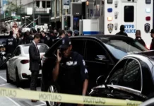 Evacúan por amenaza de bomba edificio en Nueva York a metros de la Asamblea General de la ONU donde acudieron Trump y líderes mundiales Imagen de la amenaza de bomba frente al edificio Chrysler cerca de la ONU