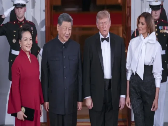Trump y Xi Jinping en la cena de Estado en la Casa Blanca Imagen de la cena de Estado con Trump y Xi Jinping en la Casa Blanca