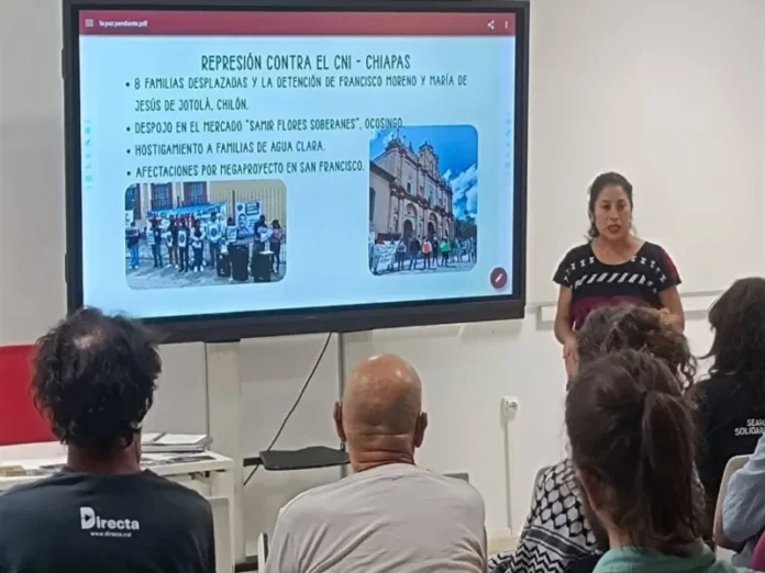 Delegación del CNI y Frayba en Europa Imagen que muestra el desplazamiento forzado de comunidades indígenas