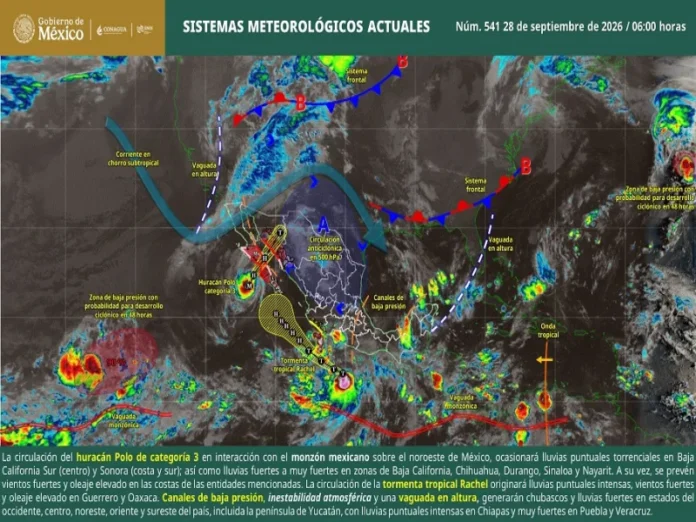 Imagen del huracán Polo sobre el mar de Baja California Sur