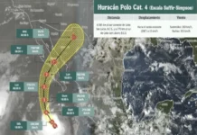 Huracán «Polo» tocará tierra en Baja California Sur como categoría 2: SMN Imagen del huracán Polo acercándose a Baja California Sur