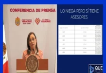 Miente Nahle, sí tiene asesores Imagen que muestra a Rocío Nahle y la lista de asesores políticos del gobierno de Veracruz