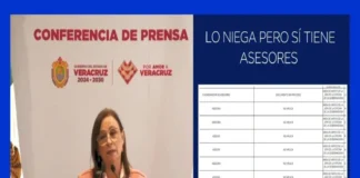 Miente Nahle, sí tiene asesores Imagen que muestra a Rocío Nahle y la lista de asesores políticos del gobierno de Veracruz