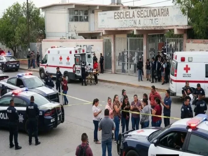 Imagen del ataque a secundaria en Torreón Fotografía del ataque a secundaria en la escuela