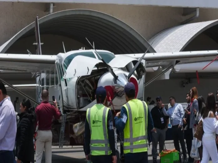 Imagen del aterrizaje de emergencia del avión ejecutivo en Toluca