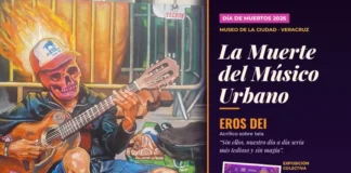 Hoy, en el Museo de la Ciudad, de Veracruz la exposición «Bajo la Piel: Todos somos calacas» Imagen de la exposición Bajo la piel con obras de Eros Dei