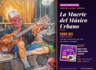 Hoy, en el Museo de la Ciudad, de Veracruz la exposición «Bajo la Piel: Todos somos calacas» Imagen de la exposición Bajo la piel con obras de Eros Dei