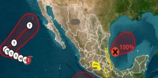 SMN prevé formación de los ciclones «Isaías» en el Golfo de México y «Simón» en el Pacífico Imagen de los ciclones Isaías Simón acercándose a la costa mexicana