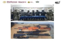 Aseguran fuerzas federales a tres personas y armamento en Jáltipan Imagen del operativo de detención armas Jaltipan del Ejército Mexicano