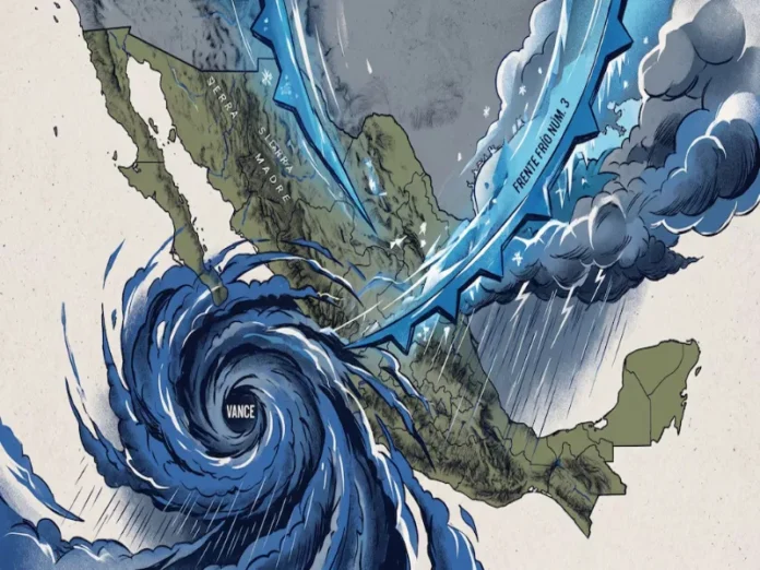 Frente frío 3 sobre Veracruz Imagen del frente frío 3 generando lluvias intensas en Veracruz