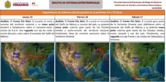 Frente frío 2 traerá lluvias fuertes, norte de hasta 90 km/h y oleaje de 4 metros a Veracruz el fin de semana Frente frío Veracruz con lluvias intensas y vientos de 90 km/h