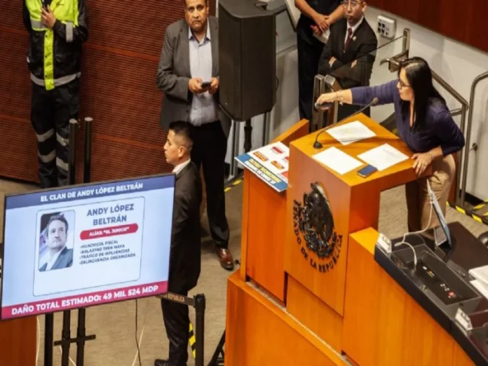 Sesión del Senado discutiendo el huachicol fiscal Imagen del debate sobre huachicol fiscal en el Senado mexicano