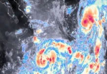 «Isaías» se intensifica a huracán categoría 1 en el Golfo de México; prevén lluvias en seis estados Imagen del huracán Isaías sobre el Golfo de México