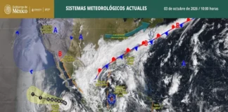 Pronostican lluvias intensas en casi todo el país por el frente frío 1 y el huracán «Rachel» Imagen del huracán Rachel acercándose a la costa de México
