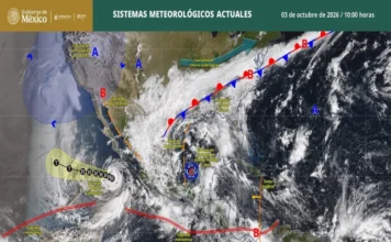 Pronostican lluvias intensas en casi todo el país por el frente frío 1 y el huracán «Rachel» Imagen del huracán Rachel acercándose a la costa de México