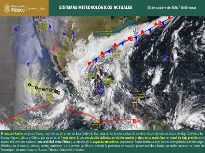 Huracán Rachel sobre el Pacífico Imagen del huracán Rachel acercándose a la costa de México