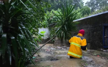 Evacúan municipios del sur de Veracruz por crecida de ríos; suspenden clases en 28 municipios Imagen de inundaciones Veracruz mostrando equipos de rescate