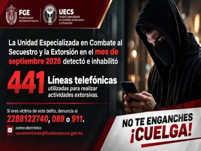 Imagen que muestra líneas extorsión Veracruz bloqueadas por la autoridad