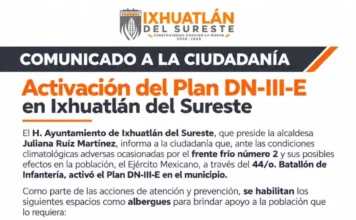 Activan Plan DN-III-E en Ixhuatlán del Sureste ante efectos del frente frío número 2 Ejército activando el Plan DN-III-E ante inundaciones en Ixhuatlán del Sureste