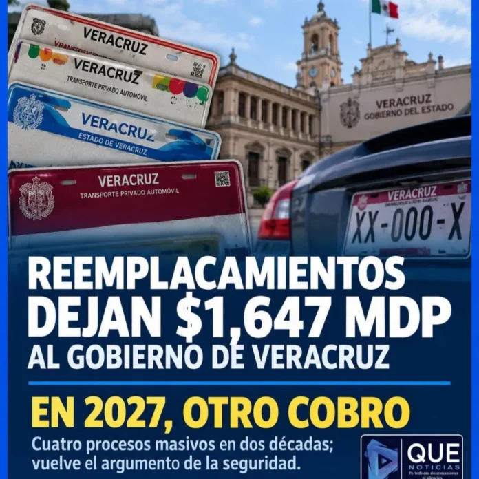 Vehículos en proceso de reemplazamiento vehicular Veracruz 2027 Imagen del reemplazamiento vehicular Veracruz mostrando placas nuevas