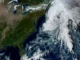 Tormenta tropical «Josephine» afecta las costas de EU y Canadá mientras se adentra en el Atlántico Imagen de la tormenta Josephine con marejadas en la costa