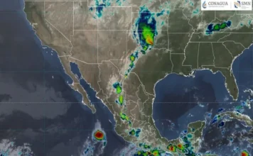«Simon» se degrada a tormenta tropical; «Trudy» amenaza con convertirse en huracán Imagen de la tormenta tropical Trudy acercándose a la costa mexicana